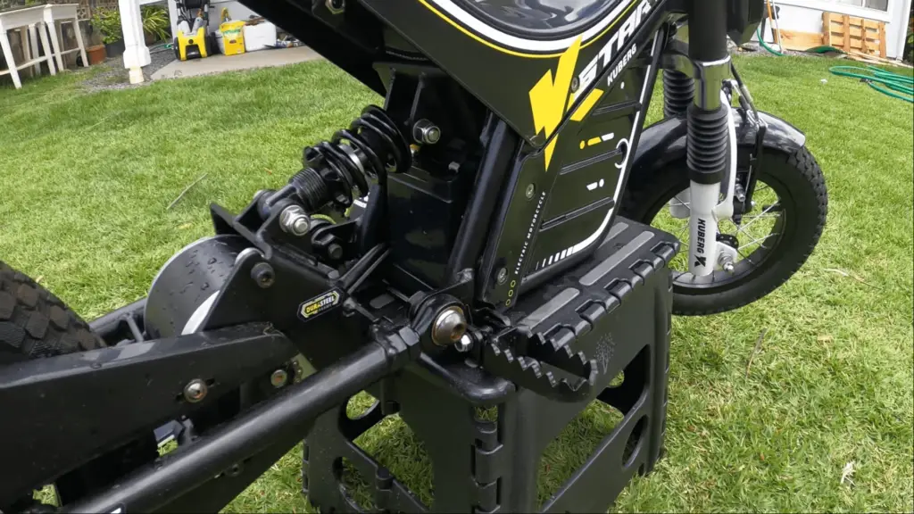 Kuberg Start kids electric trials dirt bike - rear shock and swing arm